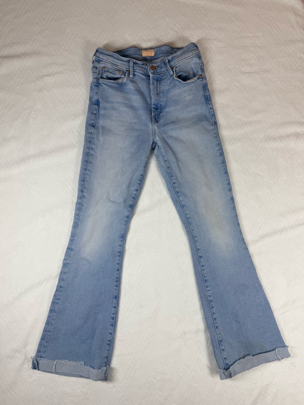 MOTHER The Weekender Fray California Cruiser Women's 27 Blue Denim Light Wash